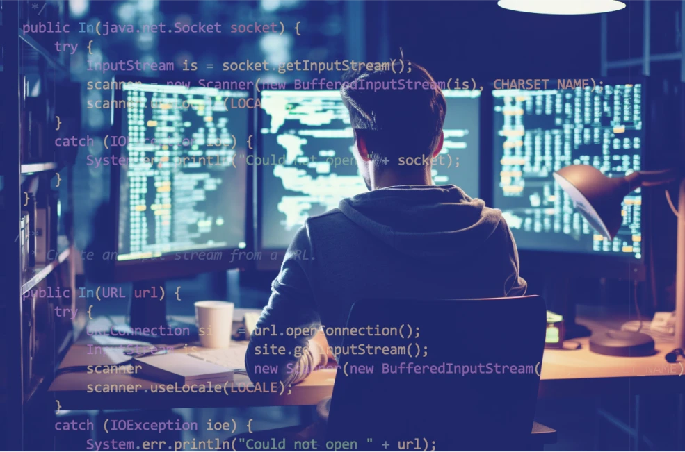 another developer sits at the table and write code